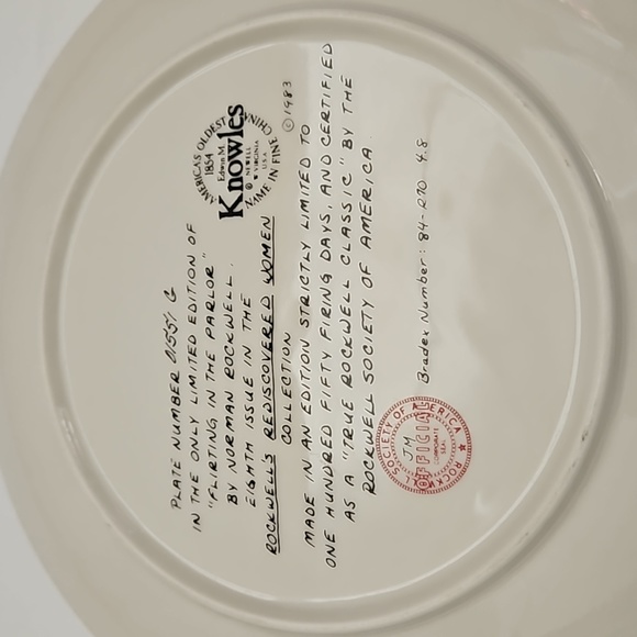 Edwin M Knowles China Co. Flirting in the Parlor Norman Rockwell Porcelain Plate - Picture 5 of 9